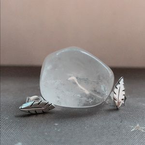 Sterling silver leaf stud earrings